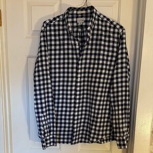J. Crew Navy and White Plaid Shirt